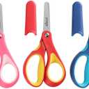 LIVINGO 5" Small School Student Blunt Kids Craft Scissors, Sharp Stainless Steel Blades Safety Comfort Grip for Children Cutting Paper, Assorted Color, 3 Pack