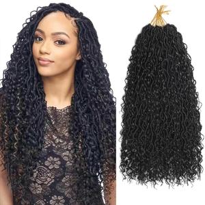 Goddess Locs Crochet Hair 1B 8 Packs Soft Faux Locs Crochet Hair For Black Women Pre-looped Boho Locs Crochet with Curly Ends Hair Extensions (1B,12 inch)