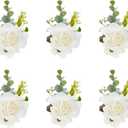 White Ivory Rose Wrist Corsage, Set of 6, Wedding Bridal Flower Corsage Hand Decor for Prom Party Homecoming, Wristband Flowers Bride, Bridesmaid, Girl