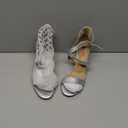 IDIFU Women's IN3 Grace Strappy Block Heels Sandals Comfy Open Toe Chunky Dress Wedding Shoes with Adjustable Cross Strap (7.5)