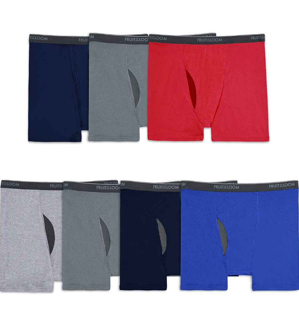 Fruit of the Loom Men's Coolzone Boxer Briefs, Moisture Wicking & Breathable, Assorted Color Multipacks, Medium