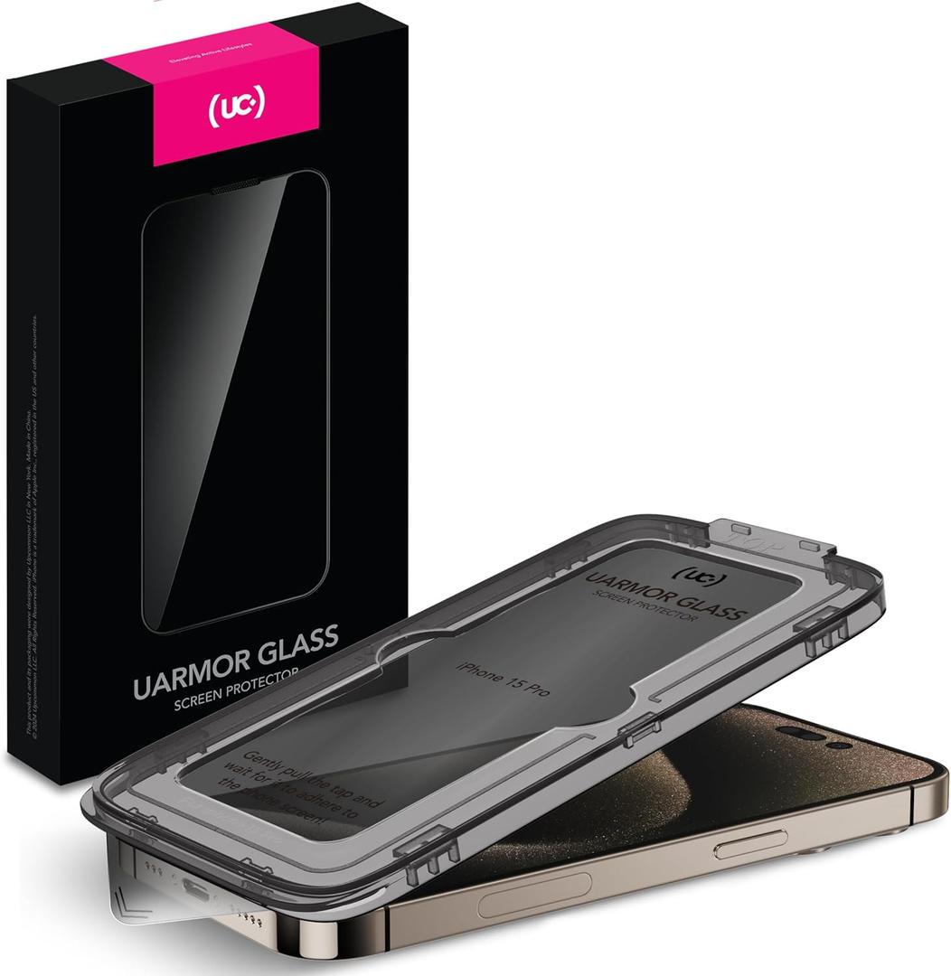 UARMOR Glass Privacy Screen Protector for [ iPhone 15 Pro ] 9H Premium Tempered Glass Anti-spy, Easy Installation Kits, 9H Hardness  2 Pack