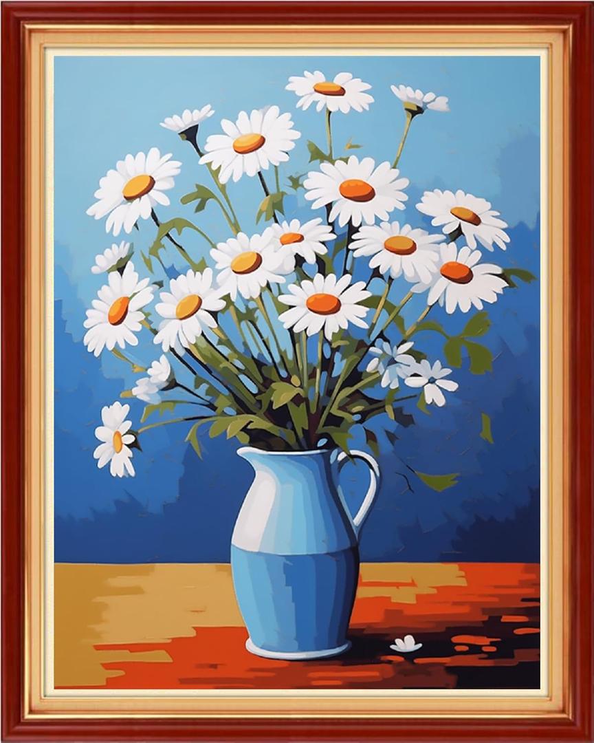 Dimxvean Stamped Cross Stitch Kits,Cross Stitch Kits for Adults Beginners,Embroidery Kits Full Range of Cross Stitch Stamped Kits Needlepoint Kits Cross Stitch Patterns-Beautiful Daisy 16x20 inch