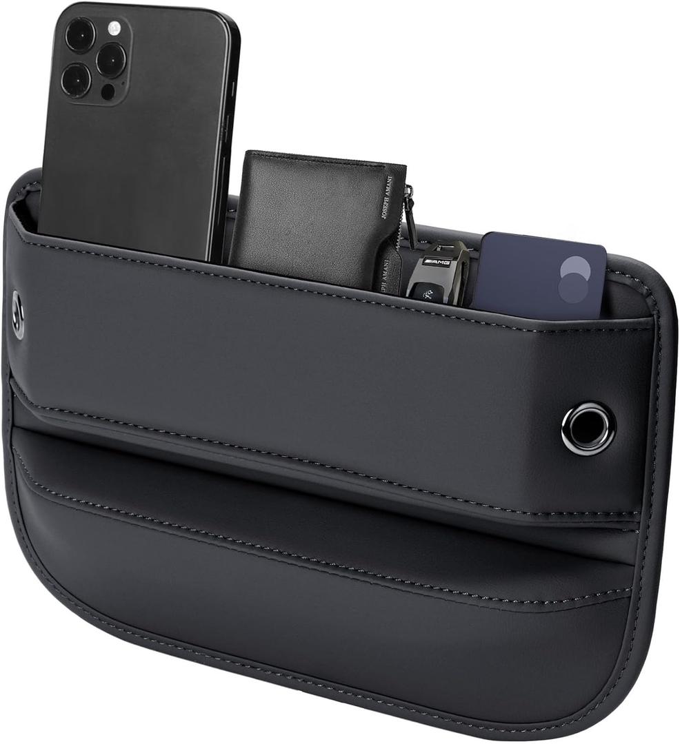 Universal Fit Car Gap Filler, Premium Leather Seat Gap Filler Organizer, Car SUV Truck Essentials (Black, 1 Pack)