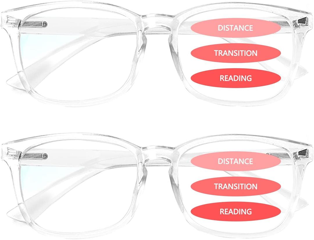 SIGVAN Progressive Multifocal Computer Glasses Women Men Blue Light Blocking Reading Glasses Spring Hinge Readers (2 Transparent, 2.25)