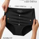 MISSWHO No Show High Waisted Seamless Underwear Women Soft Stretchy Panties 5 Pack (Black, XL)