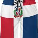 Lurhonp Men's Swim Trunks Summer Quick Dry Beach Board Shorts with Mesh Lining (X-Large, Dominican Flag)
