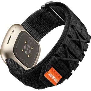 Bandletic Tactical Rugged Bands Compatible with Fitbit Versa 4 Bands/Versa 3/Sense 2/Sense, Soft Durable Military Nylon Solo Loop Sport Straps