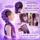 24 Inch Long Purple Braid Ponytail Extensions Pre Stretched Purple Hair Extensions for Braids Easy Clip in Ponytail for Teen Cosplay Halloween Costume(24 Inch)