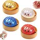 4Pcs Giant Dumpling Squishy, Dumpling Squeeze Toy,Giant Dumplings Glitter Box, Colorful Sensory Toys Stress Relief Ball, Squishy Toy with Steamer Box, Soft Squeeze Decompression Dough