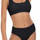 Beautikini Period Swimwear Two Piece Menstrual Leakproof Swimsuit Sporty Bikini Sets Bathing Suit for Teen Girls (Black, XS)