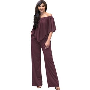 KOH KOH Womens 2025 Long Pant Strapless Off Shoulder Pocket One Piece Jumpsuit Outfit (4X-Large, Sangria)