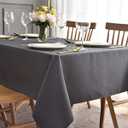maxmill Jacquard Tablecloth Swirl Design Spillproof Wrinkle Free Heavy Weight Soft Table Cloth Decorative Fabric Table Cover for Outdoor and Indoor Use Oblong 60 x 120 Inch Charcoal