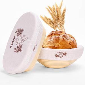 Banneton Sourdough Proofing Basket Kit, 9" Round and 10" Oval Proofing Basket with Liners & Covers, Bread Baking Supplies for Home or Professional Bakers Baking