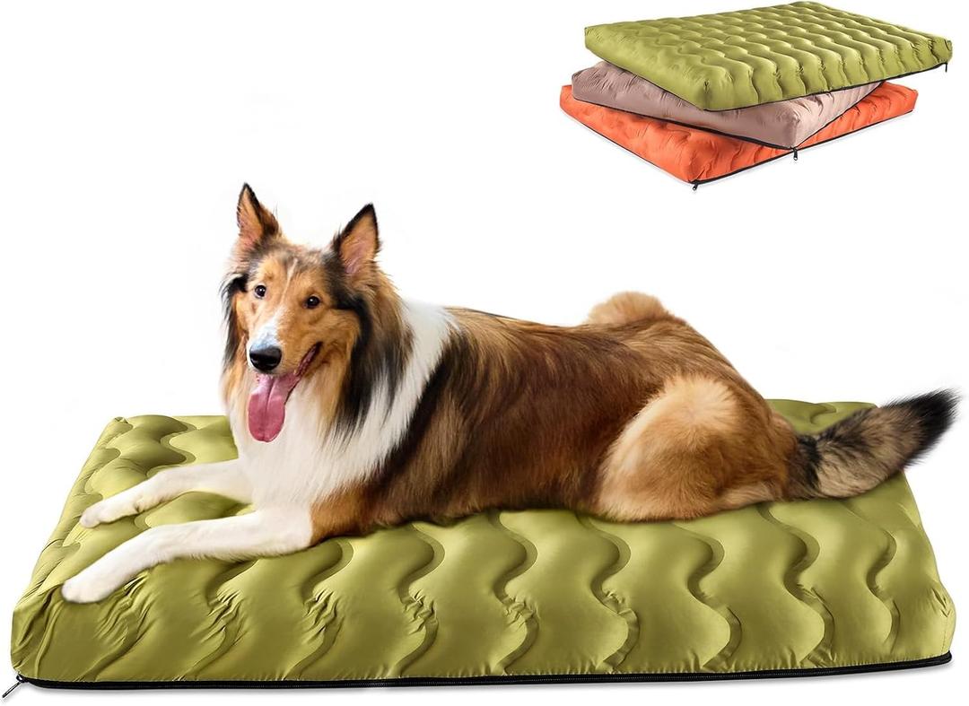 Washable Dog Bed, Cooling Dog Crate Bed Mat with Memory Foam, Water-Resistant Outdoor Dog Bed for Large Medium Small Dogs 30"L x 20"W x 3"Th