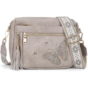 Crossbody Bags for Women Trendy Leather Crossbody Purse Shoulder Handbags Butterfly Design