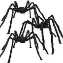 JOYIN 3 Pcs Halloween Spiders Outdoor Decoration, Halloween Decor Outside, 5 Ft Large Hairy Giant Multi Color Spider Set for Yard Lawn Porch Decor Indoor Haunted House Scary Prop59Black