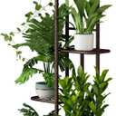 LINZINAR Plant Stand Metal 4 Tier 5 Potted Multiple Flower Pot Holder Shelf Indoor Outdoor Planter Display Shelving Unit for Patio Garden Corner Balcony Living Room (4 Tier 5 Potted, Bronze)