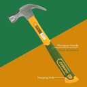 16oz Claw Hammer, Curved Rip Claw, Shock Absorbing Handle, Drop Forged & Heat Treated, Fit for Woodworking/Clamping/Drilling