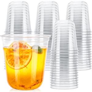 12oz Disposable Stemless Glasses,PET Disposable Drinking Cups,Cold Party Clear Plastic Glasses for Parties Birthday,Wedding,Meeting,Christmas Party Supplies. (100)