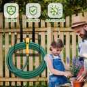Frienda Garden Hose Holder with Storage Basket Heavy Duty Wall Mount Hose Hanger Metal Water Hoses Holder Fence Storage Organizer Nails for Extension Cords Outdoor Garden Yard(Movable Type,Black)