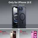 Strong Magnetic for iPhone 16E Case [7X Military-Grade Protection for iPhone 16E Phone case] Compatible with fit MagSafe Shockproof Translucent Slim Thin Case for iPhone 16E-6.1", (2025) Black