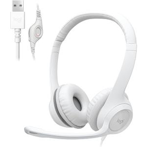 Logitech H390 Wired Headset for PC/Laptop, Stereo Headphones with Noise Cancelling Microphone, USBA, InLine Controls, Works with Chromebook  Off White