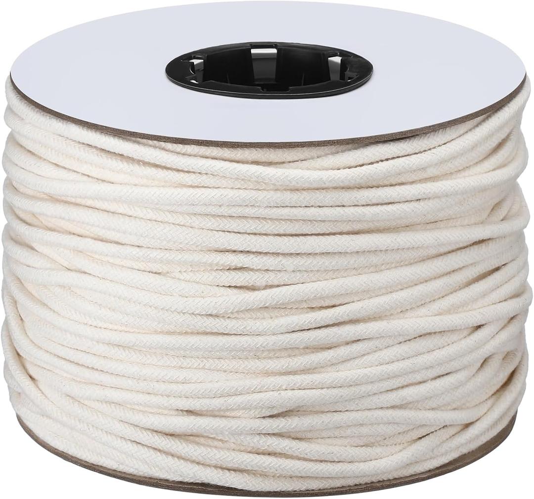 VitalCozy 1/4" Cotton Piping Cord 6 mm Natural Cording for Sewing Piping for Pillows and Other Soft Welt Applications (200 Yds)