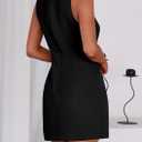 PRETTYGARDEN Work Dresses for Women 2026 Summer Business Formal Short Dress Sleeveless Button Down Elegant Office Outfits (Black, L)