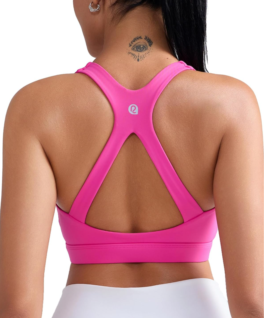 RUNNING GIRL Sports Bras for Women Medium Support V Neck Molded Cup Sports Bras with Sewn in Pads Racerback Running Bra
S