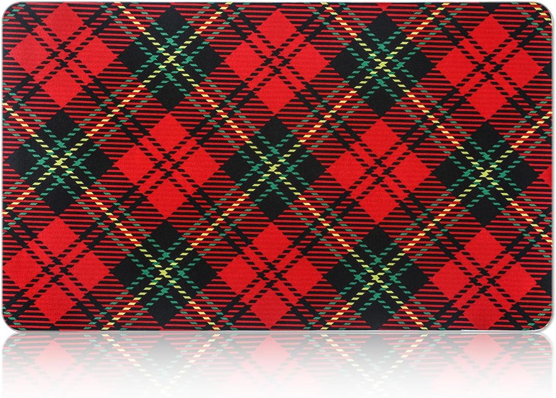 Tinideya Winter Dish Drying Mat for Kitchen Counter 12 x 20 Inch Coffee Bar Winter Mat Small Absorbent Holiday Dish Drainer Pad for Holiday Kitchen Accessories Decor(Christmas Plaid)
