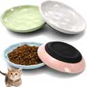 4 Pack Cat Food Bowl, Ceramic Cat Wet Food Bowls for Indoor Cats, Anti Whisker Fatigue Kitten Feeding Plate, Shallow Dog Dishes with Silicone Bottom for Puppy, Rabbit, Small Pet