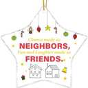 Neighbor Gifts, Friendship Gifts for Neighbor Friend Moving Away Farewell Going Away Leaving, Best Neighbor Gift Star Shaped Acrylic Hanging Ornament Christmas Tree Decoration