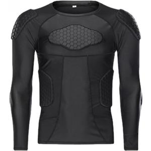 Men Padded Compression Shirt Football Rib Protector 8-Pads Chest Protector Long Sleeve Football Padded Shirt Protective Gear Basketball (Medium)