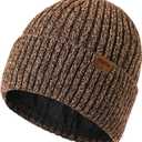 Winter thickened hat, scarf, and touchscreen gloves set for men and women, knit hat,suitable as a gift and for outdoor warmth (Brown)