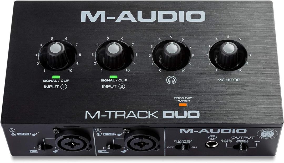 M-Audio M-Track Duo  USB Audio Interface for Recording, Streaming and Podcasting with Dual XLR, Line & DI Inputs, plus a Software Suite Included