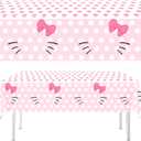 2 x Cat Tablecloth, Cute Disposable Rectangle Party Cover for Girls Birthday