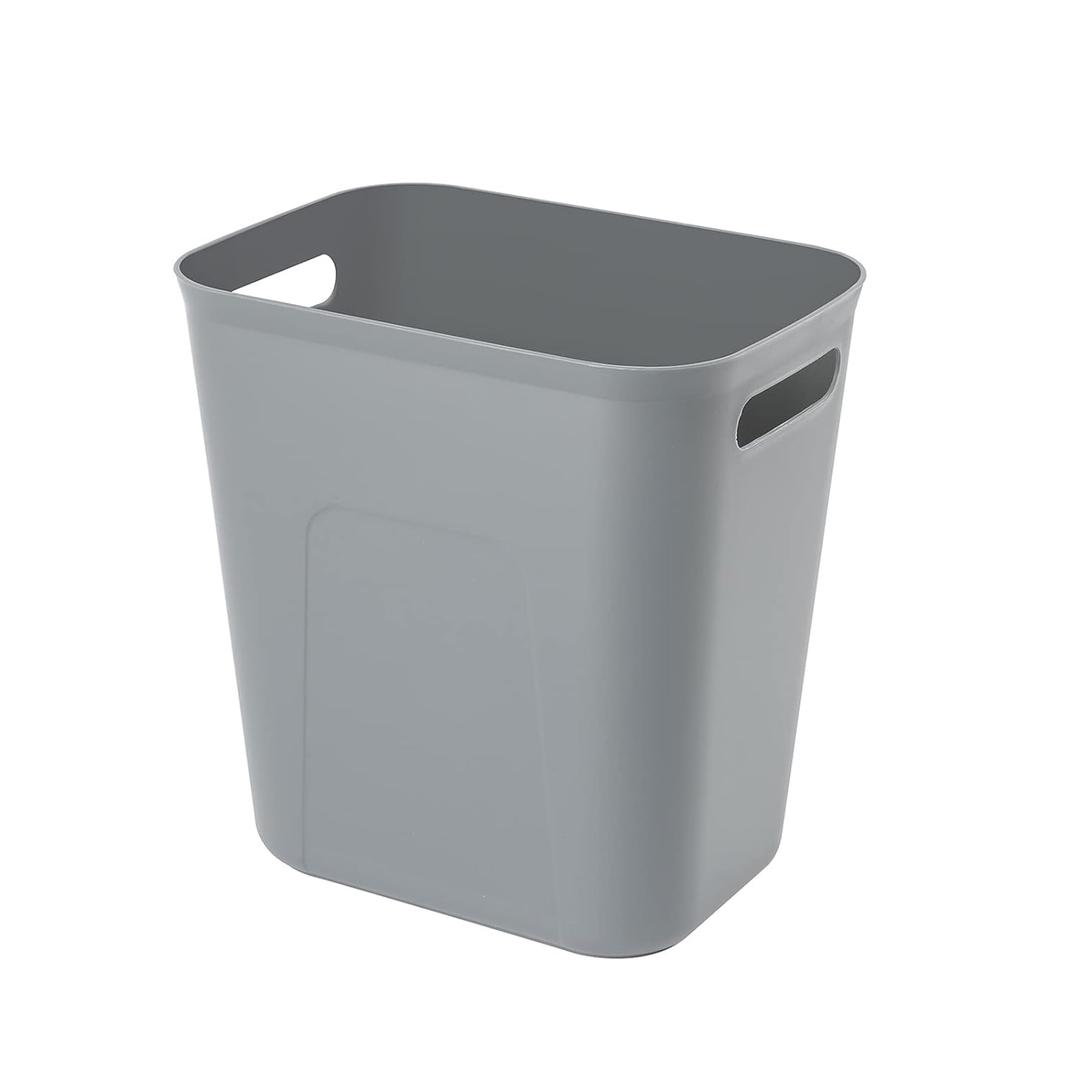 UUJOLY Plastic Small Trash Can Wastebasket, Garbage Container Basket for Bathrooms, Laundry Room, Kitchens, Offices, Kids Rooms, Dorms, 3.5 Gallon, 3.5 Gallon, Grey