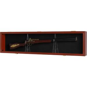 DisplayGifts 43" Rifle Shotgun Display Case Wall Mounted Rack Gun Storage Cabinet UV Protection Metal Bracket Lockable