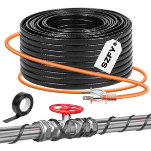 3FT~200FT Heat Tape for Water Pipes, -40F Deicing Cable,Pipe Heat Cables for Roof,GutterFarmFreeze Protetion Heating Wires, Heated Water Hose,Plumbing Fixtures,120V 5W/FT (50FT)