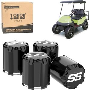 10L0L Universal Golf Cart SS Wheel Center Cap Cover for EZGO, Club Car, Yamaha, 4 PCS (Black)