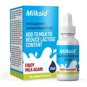 Milkaid Lactase Enzyme Drops for Lactose Intolerance | Prevents Gas, Bloating & Diarrhea | Fast Acting Dairy Digestive Supplement | Gluten Free & Vegetarian | No Artificial Flavor | 0.5 Fl Oz (1)