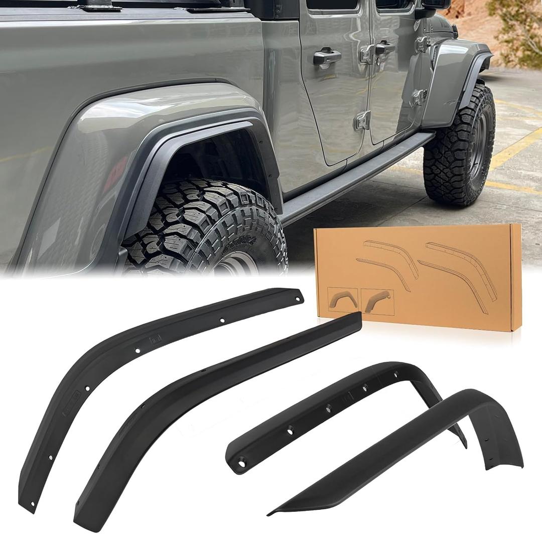 Z8 4PCS Front & Rear Fenders Compatible with 2020-2024 Jeep Wrangler Gladiator JT Sport & Willys, Off-Road Wheel Fender Liner(Not Fit for JT Rubicon/Mojave)