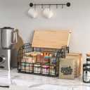 2 Set Stackable Wire Basket with Openable Top, Kitchen Counter, Pantry Organizer and Storage Produce Onion Potato Fruits Vegs Bread Food Snack Spice Organizing Bin for Cabinet Shelf Countertop Floor, 12"D x 9"W x 8.45"H