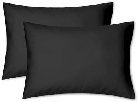 EXQ Home Toddler Pillowcases 13x18 Travel Pillow Case Set of 2, Small Pillow Case for Baby Pillow Sized 12x16, 13x18, Kids Pillowcases 2 Pack Machine Washable (Black)