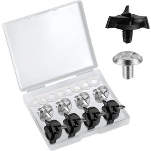 NQEUEPN 8pcs Motorcycle Helmet Screws, Helmet Visor Screws with 8pcs Rubber Washers Motorcycle Helmet Accessories (Black, Silver)
