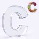 11" Acrylic Letter Charcuterie Box, Reusable Fillable Alphabet Number Shaped Form Tray for Birthday Anniversaries, Party Decorative Serving Plates Display Candy Cake (C)