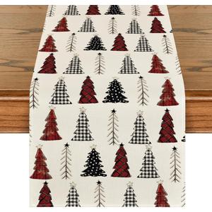 Artoid Mode Xmas Tree Christmas Table Runner, Seasonal Winter Kitchen Dining Table Decoration for Home Party Decor 13x72 Inch (Colorful)