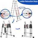16.5FT Telescoping A Frame Ladder with Anti-Slip Feet, Multi Position Extension Telescopic Ladder with Stabilizers, Foldable Lightweight Collapsible Ladder for Home Indoor Outdoor Rv, 330LBS Capacity