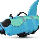 Queenmore Shark Dog Life Jacket, Dog Life Vests for Boating, High Buoyant Pet Life Vest for Swimming, Adjustable Easy On Life Jackets for Small, Medium, Large Dogs (Pool Blue,L)